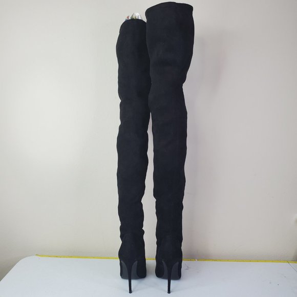 Steve Madden Womens Black Stretchy Cushioned Dominique Pointed Toe Stiletto Boot - Picture 6 of 8